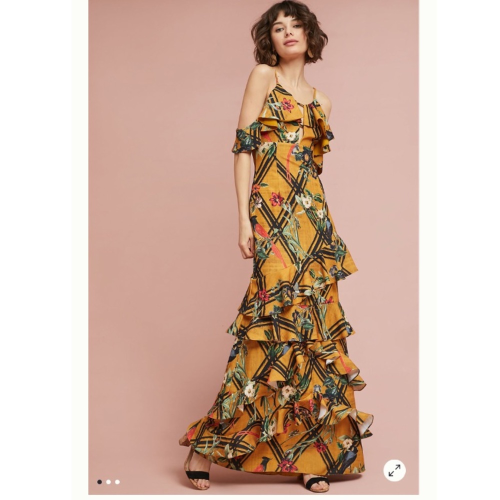 NWT ANTHROPOLOGIE PatBO Sunflower Ruffled Dress